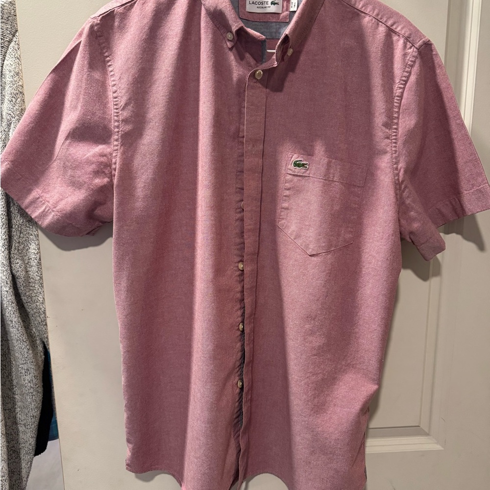 Lacoste Men's Red Short Sleeve Shirt-L